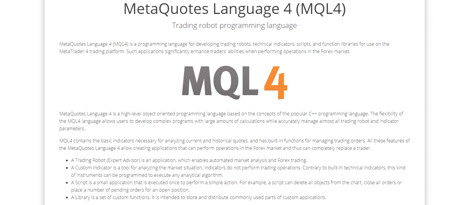 MetaQuotes language 4 MetaQuotes language 4